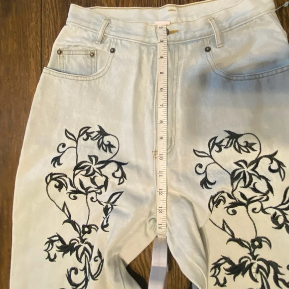 D’Mode Classix Vintage 90s Light Wash Denim W Paisley Embroidery Size 9/10 C3 - Picture 6 of 8